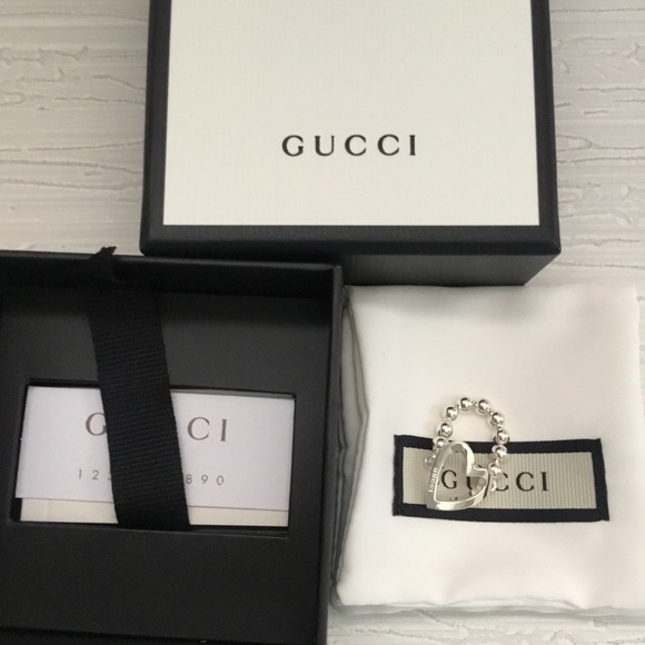 ✨NIP Authentic GUCCI Sterling Silver Size 7 Heart Ring - Picture 1 of 4